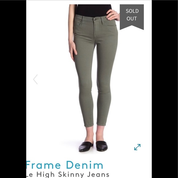 FRAME LE HIGH skinny 25 platoon green jeans - Picture 2 of 7